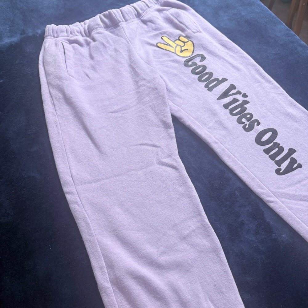 VINTAGE HAVANA KID LARGE Lavender Sweatpants GRAPHIC Joggers KIDCORE COZY SCHOOL